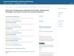 Publicación de dos artículos en Journal of Education Culture and Society (25 septiembre 2024)