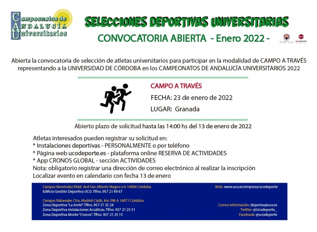 CONVOCATORIA CAMPO A TRAVÉS 2022