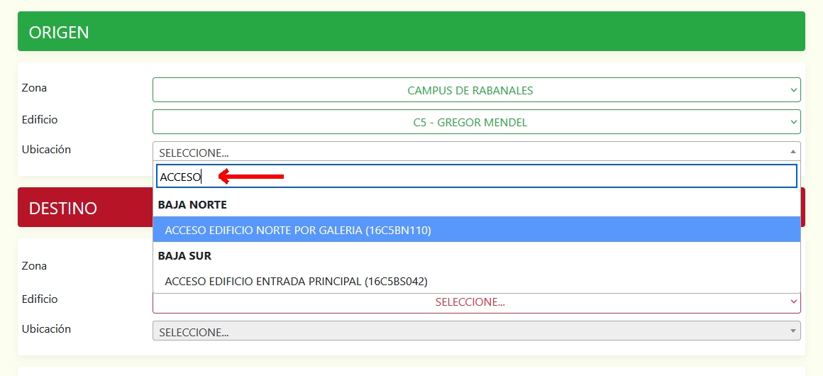 2.2.Buscador de rutas UCO busqueda escritura