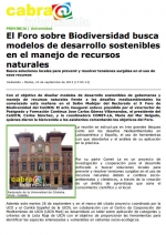 Difusión en prensa del X Foro sobre  Biodiversidad  en Cabra Noticias (España). Septiem-bre 2013