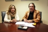 Rosario Mrida y Blas Segovia en la presentacin del programa de actividades del Aula