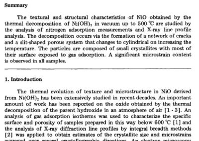 Texture and Microstructure of NiO Derived from Ni(OH)2 in Vacuum. Surface Technology. 26 (1985) 261-268