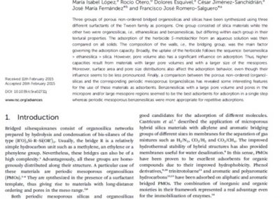 Evaluation of different bridged organosilicas as efficient adsorbents for the herbicide S-metolachlor. RSC Advances. 5 (2015) 24158-24166