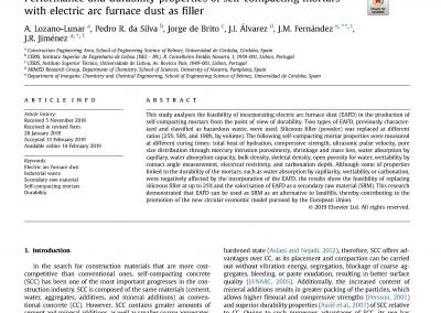 Performance and durability properties of self-compacting mortars with electric arc furnace dust as filler. Journal of Cleaner Production 219 (2019) 818-832