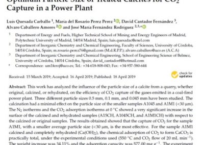 Optimum Particle Size of Treated Calcites for CO2 Capture in a Power Plant. Materials 2019, 12, 1284