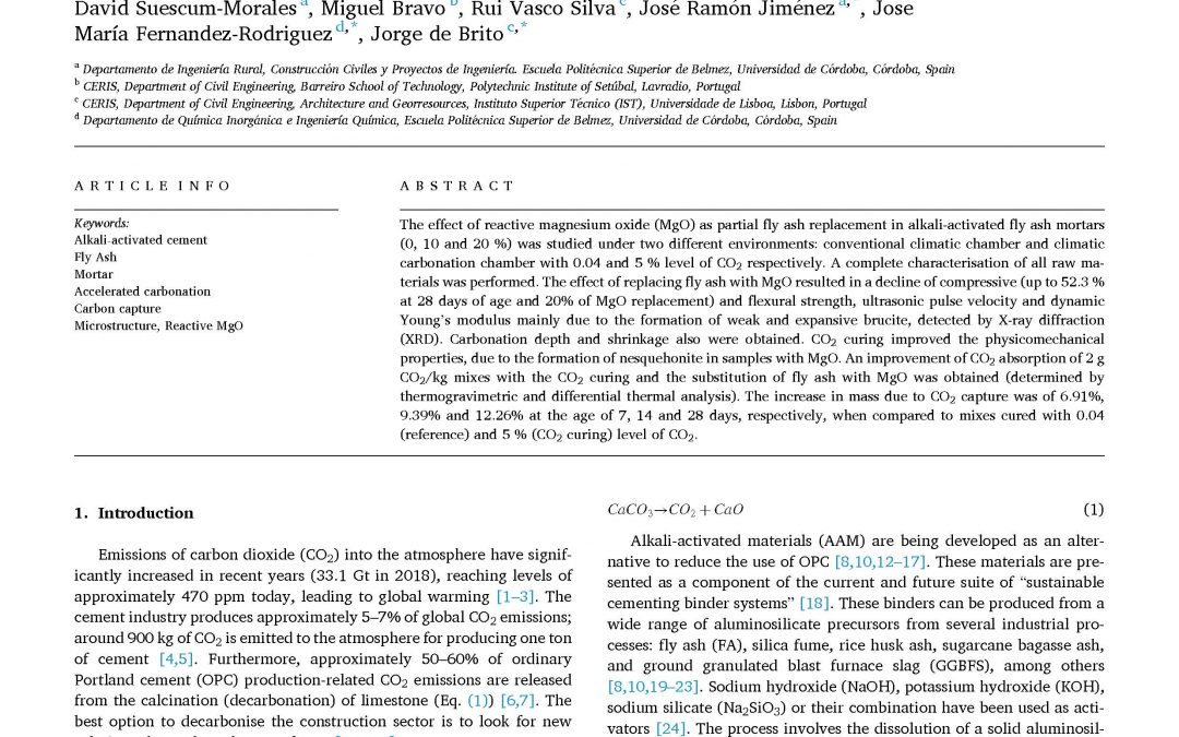 Effect of reactive magnesium oxide in alkali-activated fly ash mortars exposed to accelerated CO2 curing.Construction and Building Materials 342 (2022) 127999