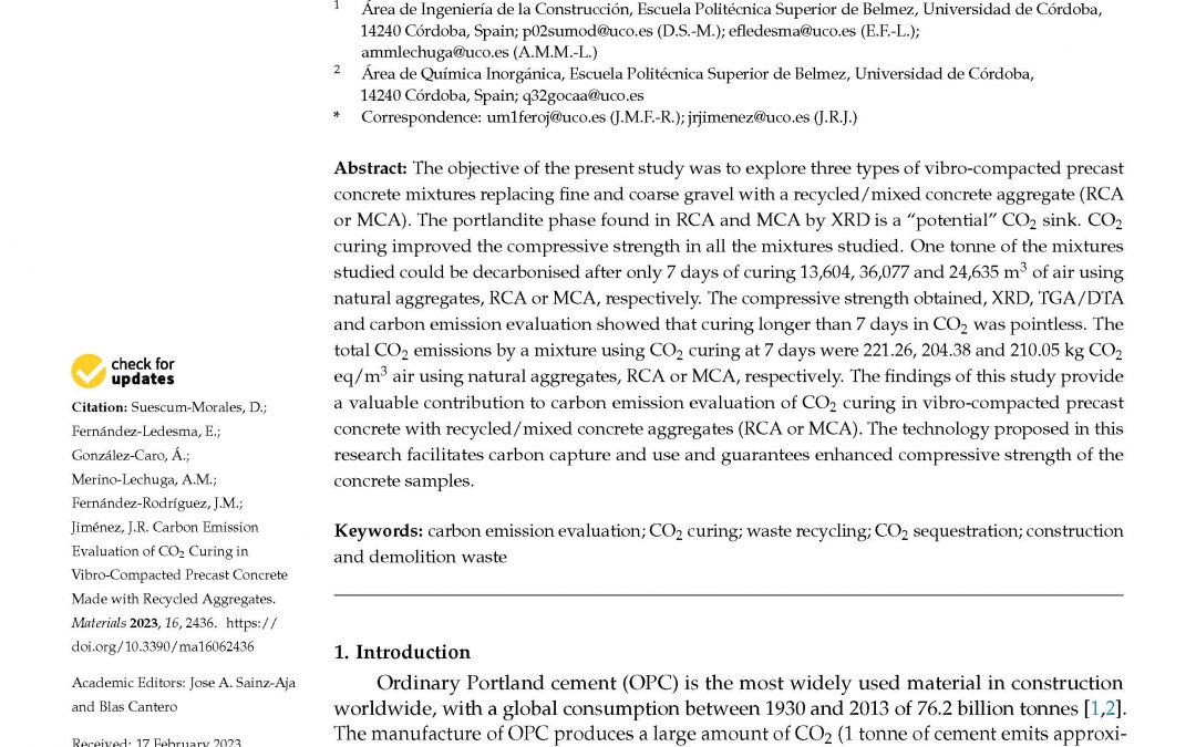 Carbon Emission Evaluation of CO2 Curing in Vibro-Compacted Precast Concrete Made with Recycled Aggregates. Materials 2023, 16, 2436