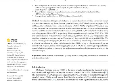 Carbon Emission Evaluation of CO2 Curing in Vibro-Compacted Precast Concrete Made with Recycled Aggregates. Materials 2023, 16, 2436