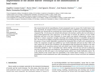 Application of layer double hydroxide in cementitious matrices for the improvement of the double Barrier Technique in the immobilisation of lead waste. Applied Clay Science 238 (2023) 106938