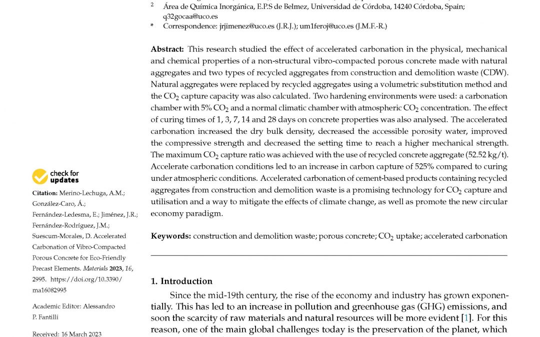 Accelerated Carbonation of Vibro-Compacted Porous Concrete for Eco-Friendly Precast Elements. Materials 2023, 16, 2995