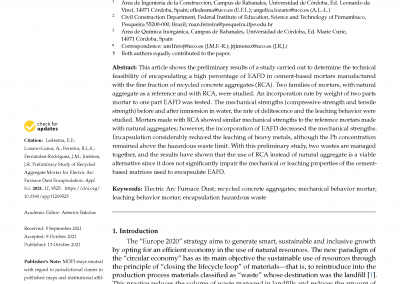 Preliminary Study of Recycled Aggregate Mortar for Electric Arc Furnace Dust Encapsulation.  Appl. Sci. 2021, 11, 9525