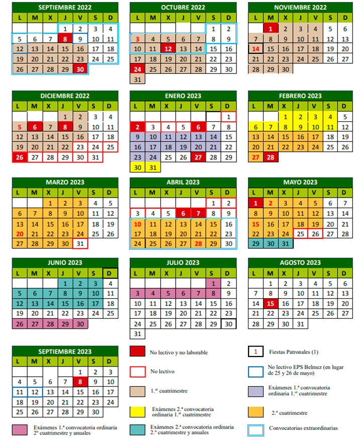 Calendario académico Centro Universitario Fisidec