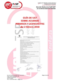 GUÍA DE UGT SOBRE ACUERDO PERMISOS Y LICENCIAS PAS de 5-febrero-2018