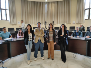 De izq. a Dch, Elena Lázaro, Alejandro Rodríguez, Lourdes Arce y Ana Elorza, en la inauguración de la jornada