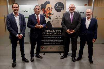 (Desde Izda.) Criado, Pulido, Torralbo Y Vigorra, En La Presentación De Las Jornadas Cervantinas De Castro Del Río. 