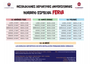 Horario especial de Feria de las instalaciones deportivas de UCODeportes