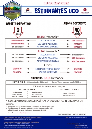 Abierto el plazo para tramitar el abono deportivo estudiantil y la tarjeta deportiva UCO