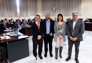 De izquierda a derecha, Julio Berbel, Enrique Quesada, Araceli Cabello y Fernando Delgado. 