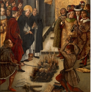 Detalle de &quot;Santo Domingo y los albigenses&quot; de Pedro Berruguete (Museo del Prado)