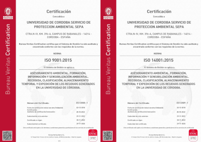 Imagen de los certificados conseguidos por el SEPA.