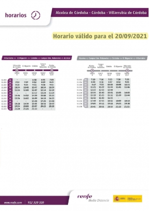 Cartel de los horarios especiales de cercanías para el lunes 20.