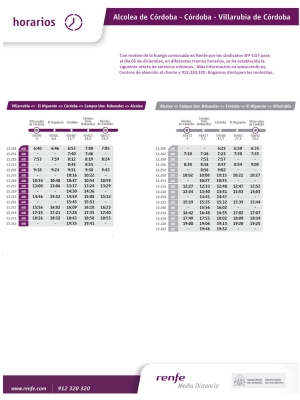 Horarios servicios mínimos 5 diciembre