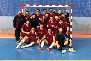 El equipo de Fútbol Sala de la UCO, tras la consecución de su medalla de bronce. 