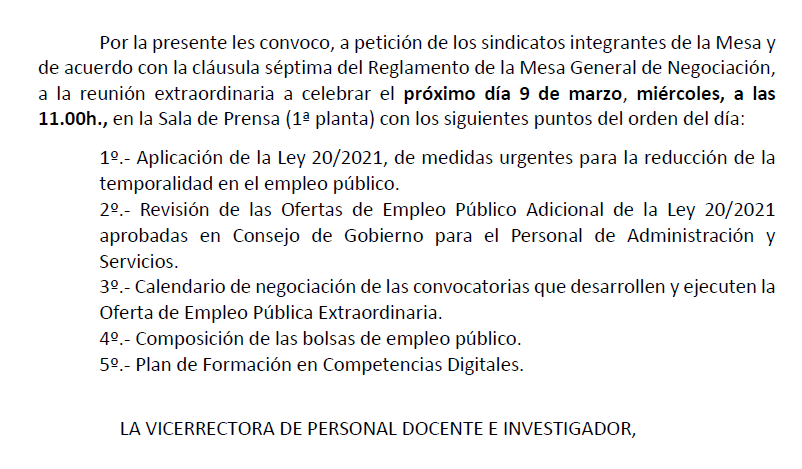 Convocatoria MGN 9-3-2022